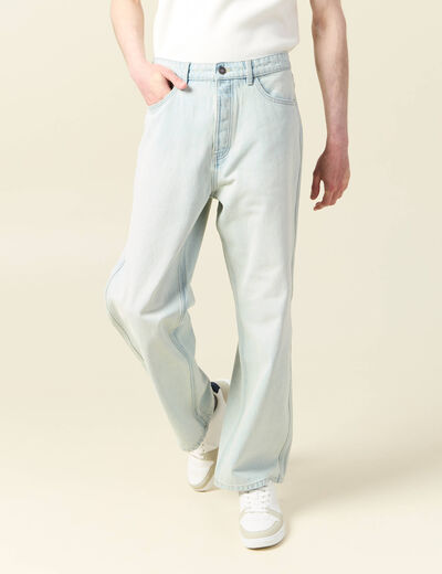 Jeans large 5 poches longueur 32 bleu ciel homme