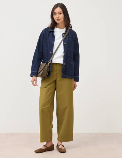 Pantalon coupe regular vert kaki femme