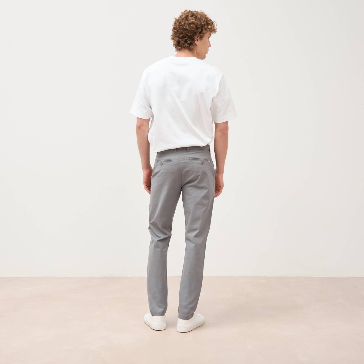 Pantalon chino slim gris homme