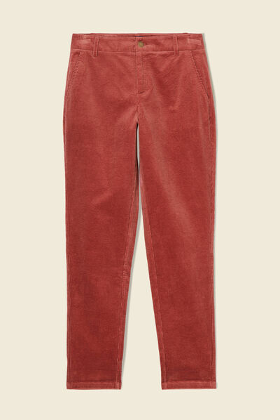 Pantalon chino velours côtelé vieux rose femme