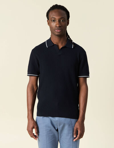 Polo manches courtes bleu marine homme