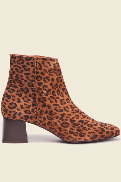 Bottines à talons en cuir marron femme