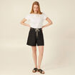 Bermuda large ceinturé noir femme
