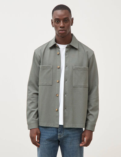 Surchemise droite col am&eacute;ricain vert kaki homme