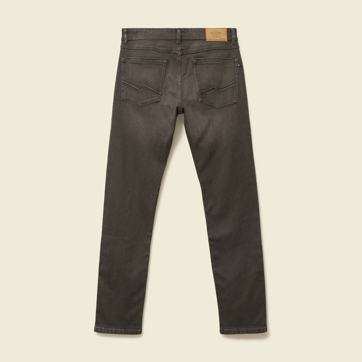 Jeans straight longueur 34 denim marron fonc&eacute; homme