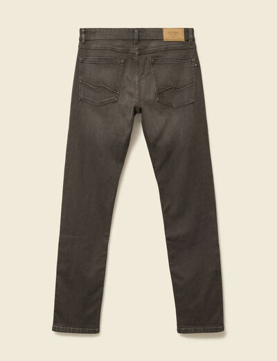 Jeans straight longueur 34 denim marron fonc&eacute; homme