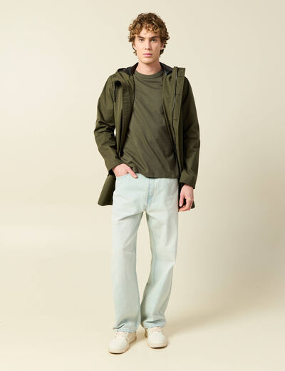 T-shirt en coton manches courtes vert fonc&eacute; homme