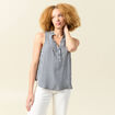 Top sans manches fluide bleu marine femme