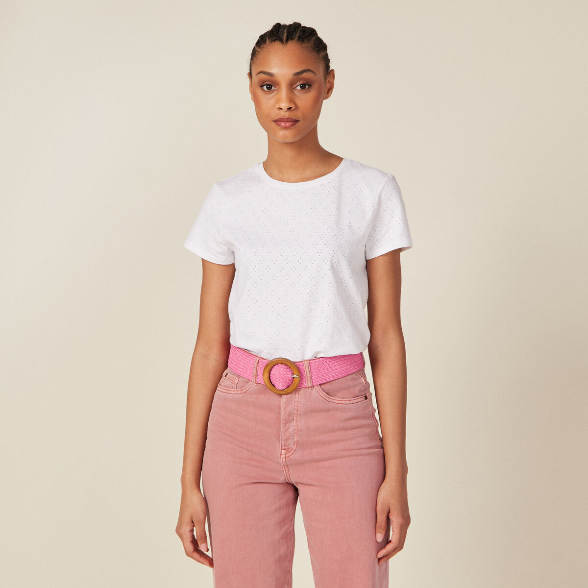 T-shirt manches courtes blanc femme