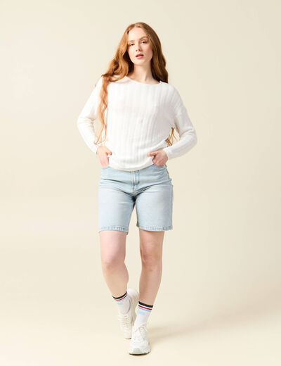 Pull manches longues ecru femme