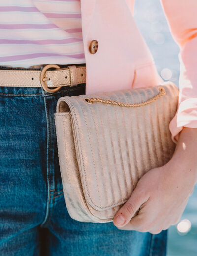 Sac bandouli&egrave;re avec doublure couleur or femme