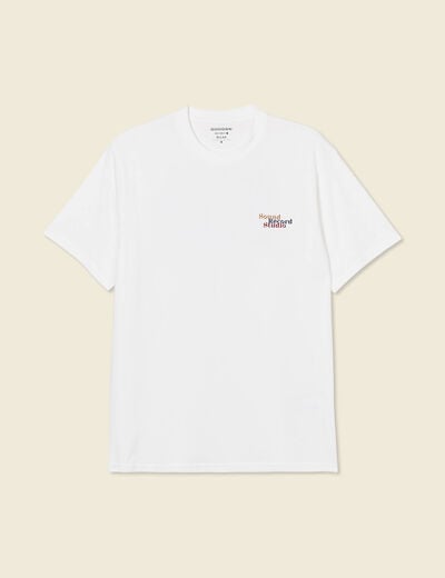 T-shirt en coton manches courtes ecru homme