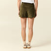 Jupe-short taille haute en velours vert kaki femme