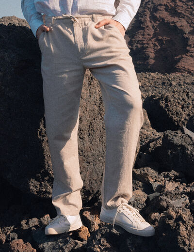 Pantalon chino droit beige homme