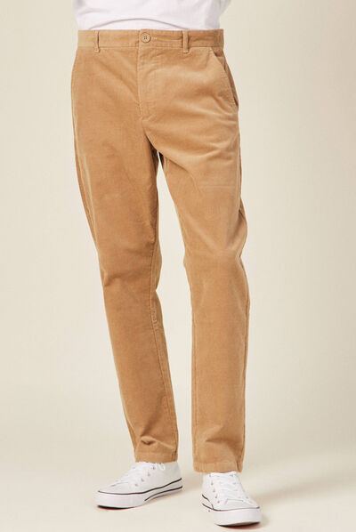 Pantalon chino tapered velours beige homme
