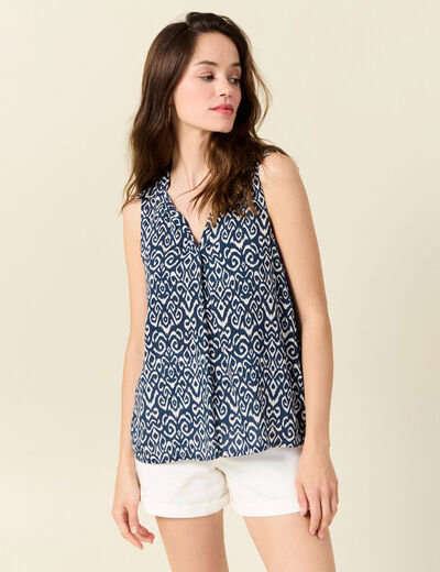 Blouse sans manches bleu femme