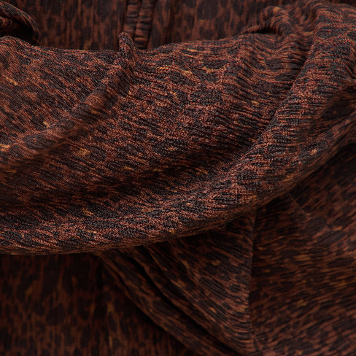 Blouse droite manches longues col rond marron chocolat femme