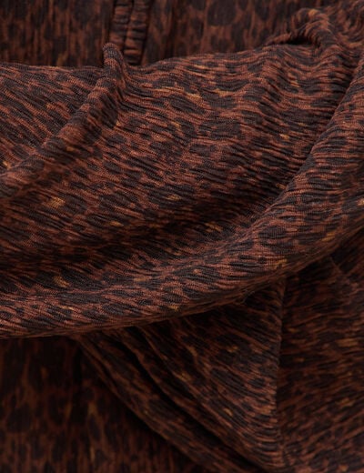 Blouse droite manches longues col rond marron chocolat femme