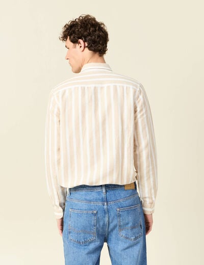 Col ray&eacute; manches longues col classique sable homme