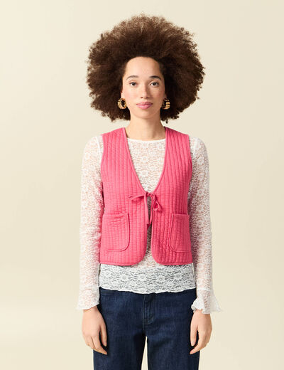 Gilet r&eacute;versible droit sans manches multicolore femme