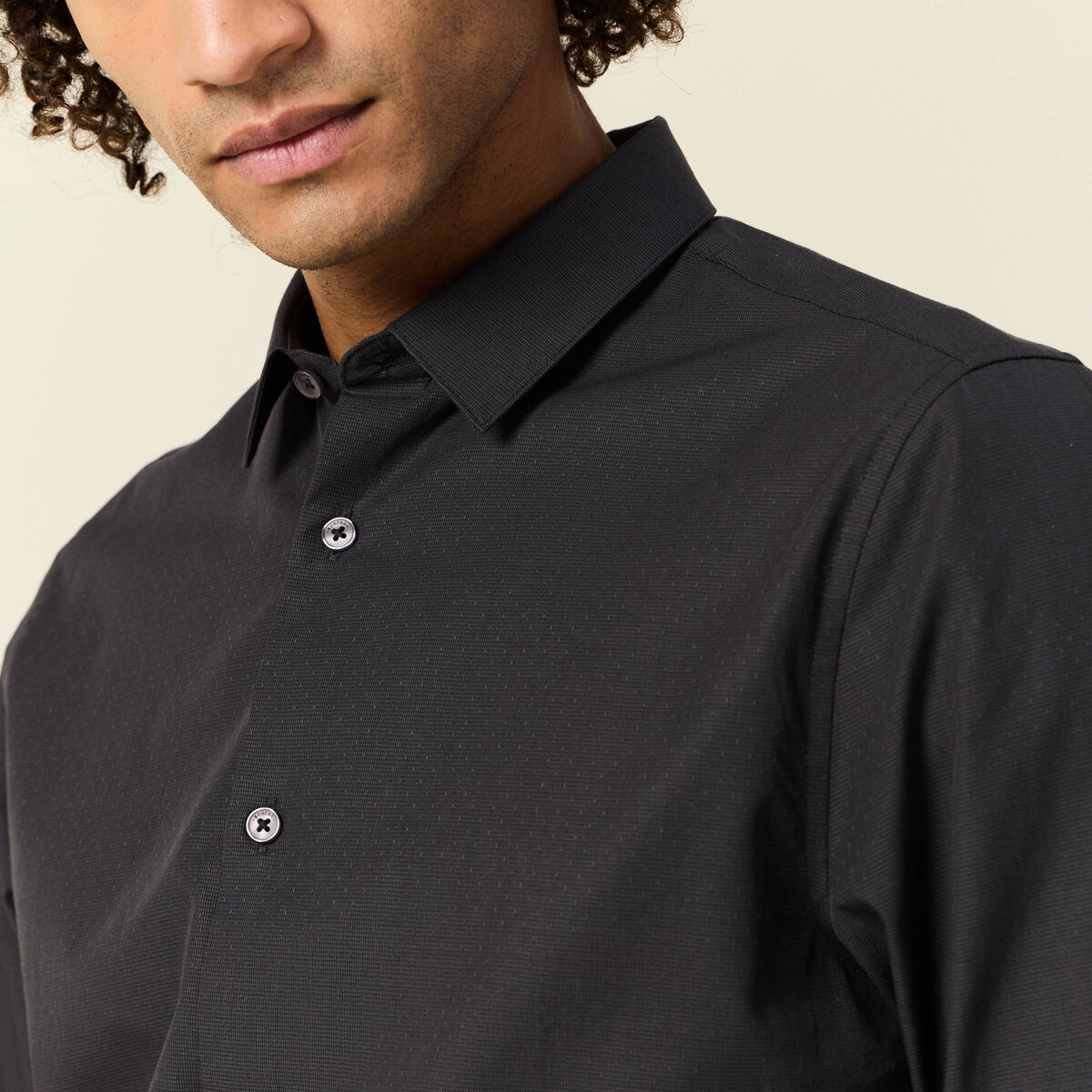 Chemise manches longues gris fonc&eacute; homme