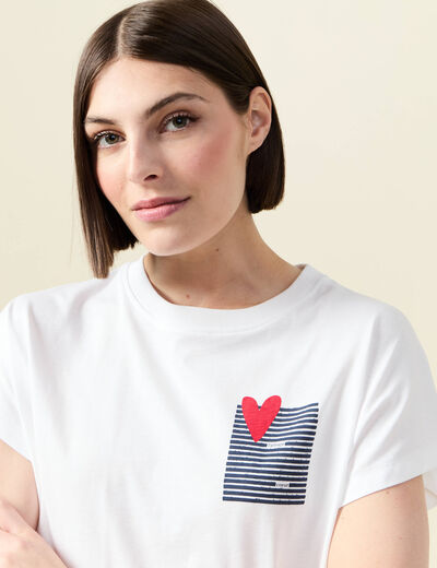 T-shirt manches courtes blanc femme