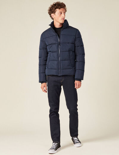 Doudoune droite zippée bleu marine homme