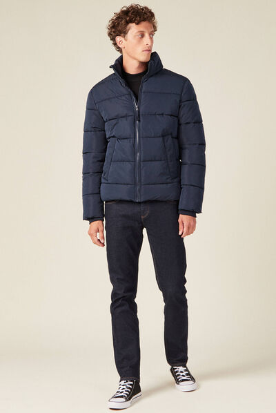 Doudoune droite zippée bleu marine homme