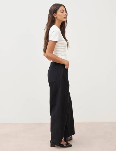 Pantalon coupe regular noir femme