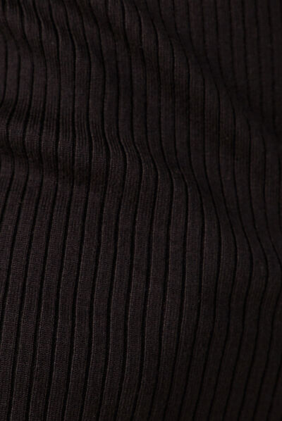 Pull manches longues côtelé noir femme