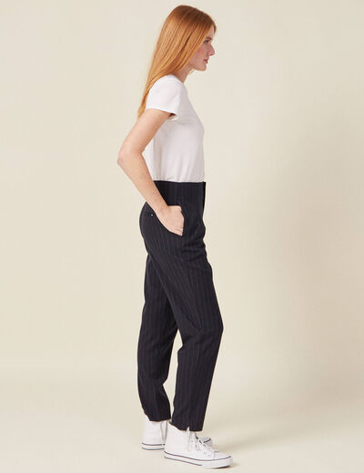 Pantalon cigarette bleu femme