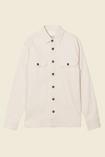 Surchemise manches longues beige homme