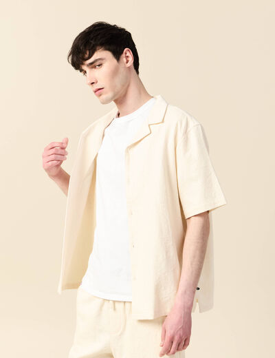 Chemise manches courtes ecru homme