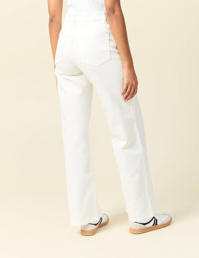 Jeans large taille haute denim blanc femme