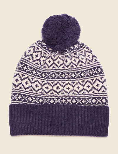 Bonnet à pompon bleu marine homme