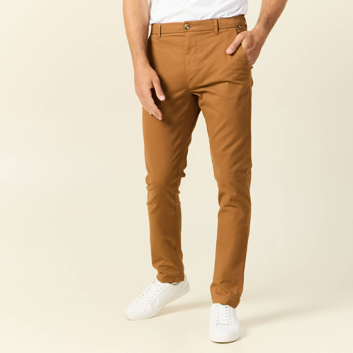 Pantalon slim Instinct chino marron homme