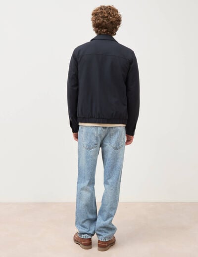 Blouson manches longues doubl&eacute; bleu marine homme