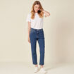 Jeans straight taille haute denim stone femme