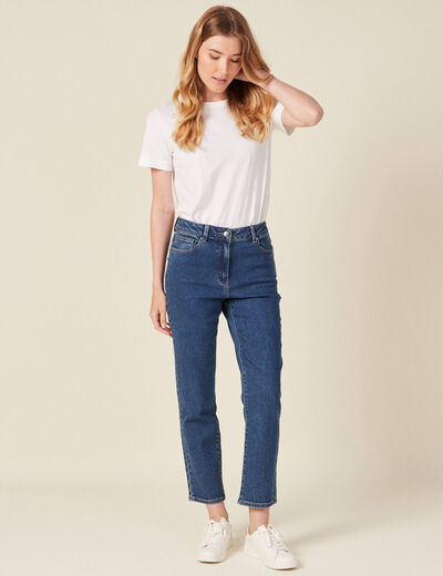 Jeans straight taille haute denim stone femme