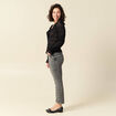 Blouse droite courte manches longues noir femme