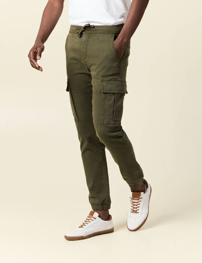 Pantalon battle bas resserré vert kaki homme