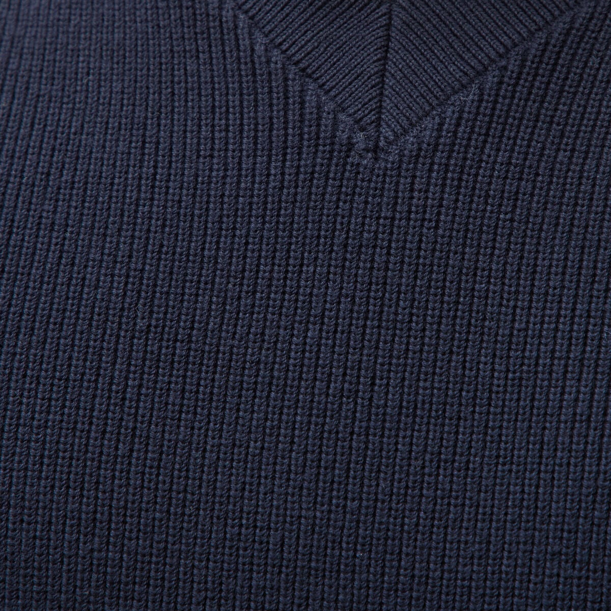 Pull col v manches longues bleu marine homme
