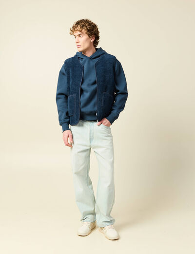 Sweat sans manches effet polaire bleu fonc&eacute; homme