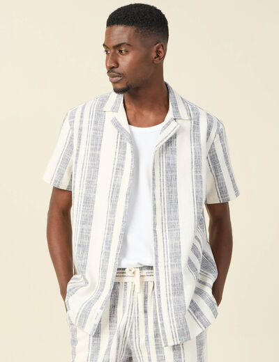 Chemise manches courtes ecru homme