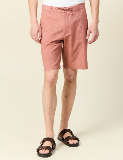 Bermuda droit marron cognac homme