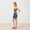 Jupe-short taille haute en jeans denim stone femme