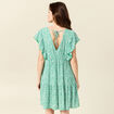 Robe évasée dos en V vert femme