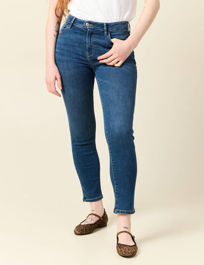 Jeans slim taille haute 7/8ème denim stone femme
