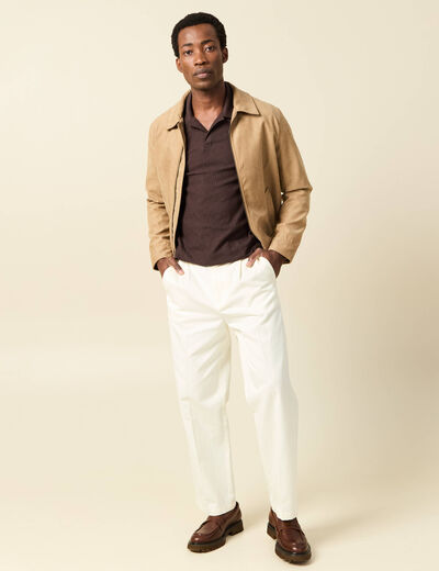 Polo manches courtes marron fonc&eacute; homme