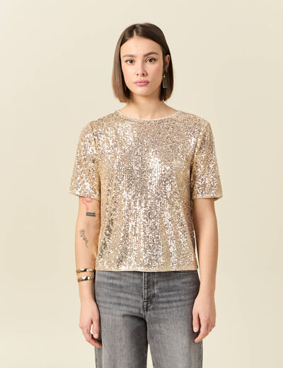 T-shirt manches courtes creme femme